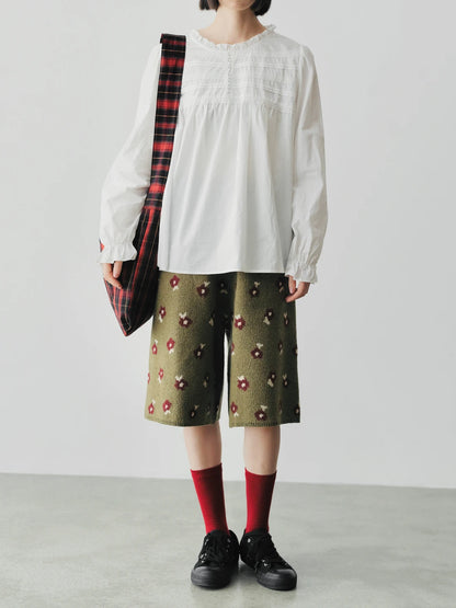 Floral Knit Woolen Shorts