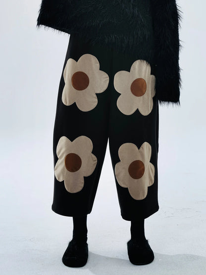 Oversized Floral Applique Pants