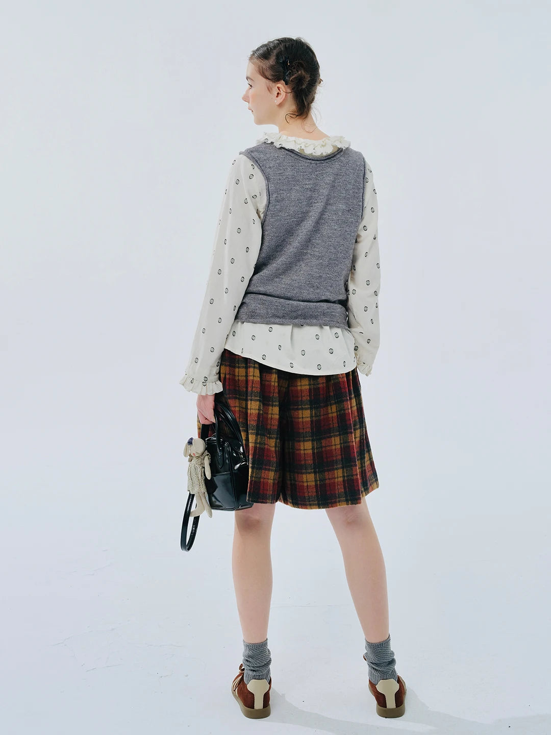 Plaid Wool Blend Shorts