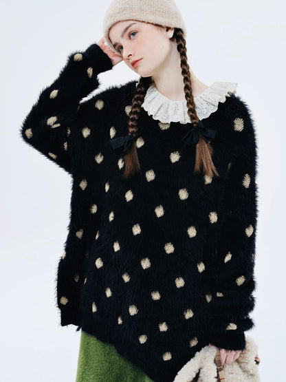 Clara Polka Dot Fuzzy Sweater