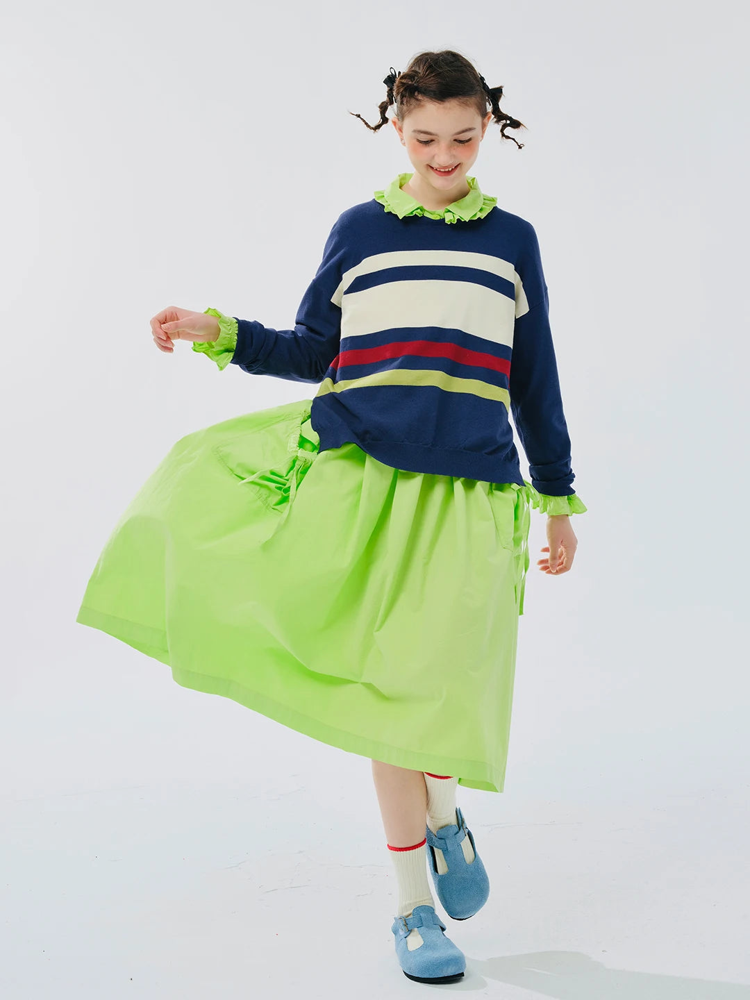 Elodie Lime Button-Down Midi Dress