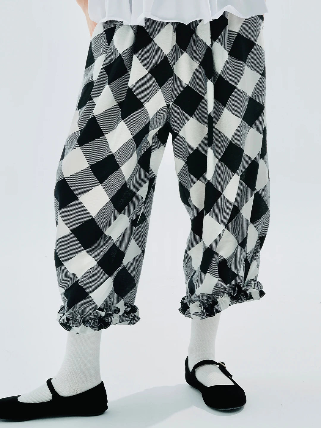 Black & White Harlequin Checkered Lounge Pants