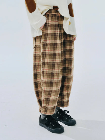 Brown Plaid Wool Lounge Pants