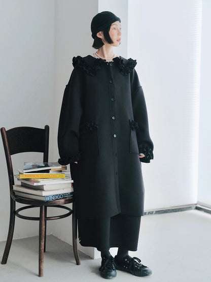 Ruffled Collar Oversized Coat