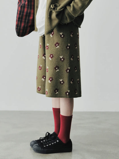 Floral Knit Woolen Shorts