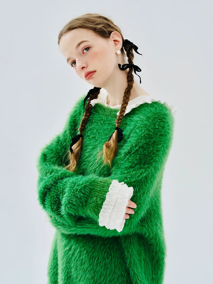 Élise Fuzzy Green Sweater