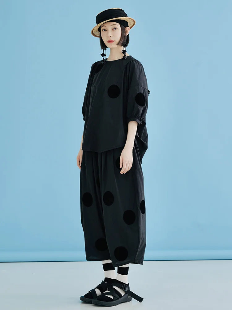 Charcoal Velvet Dot Pants