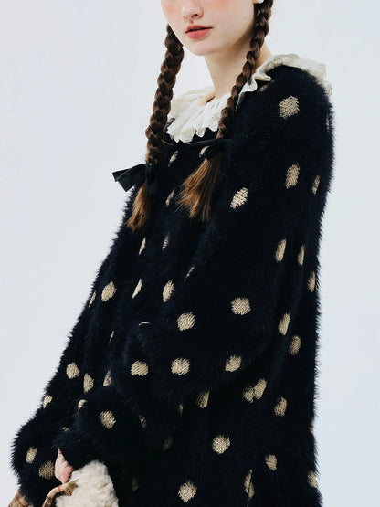 Clara Polka Dot Fuzzy Sweater