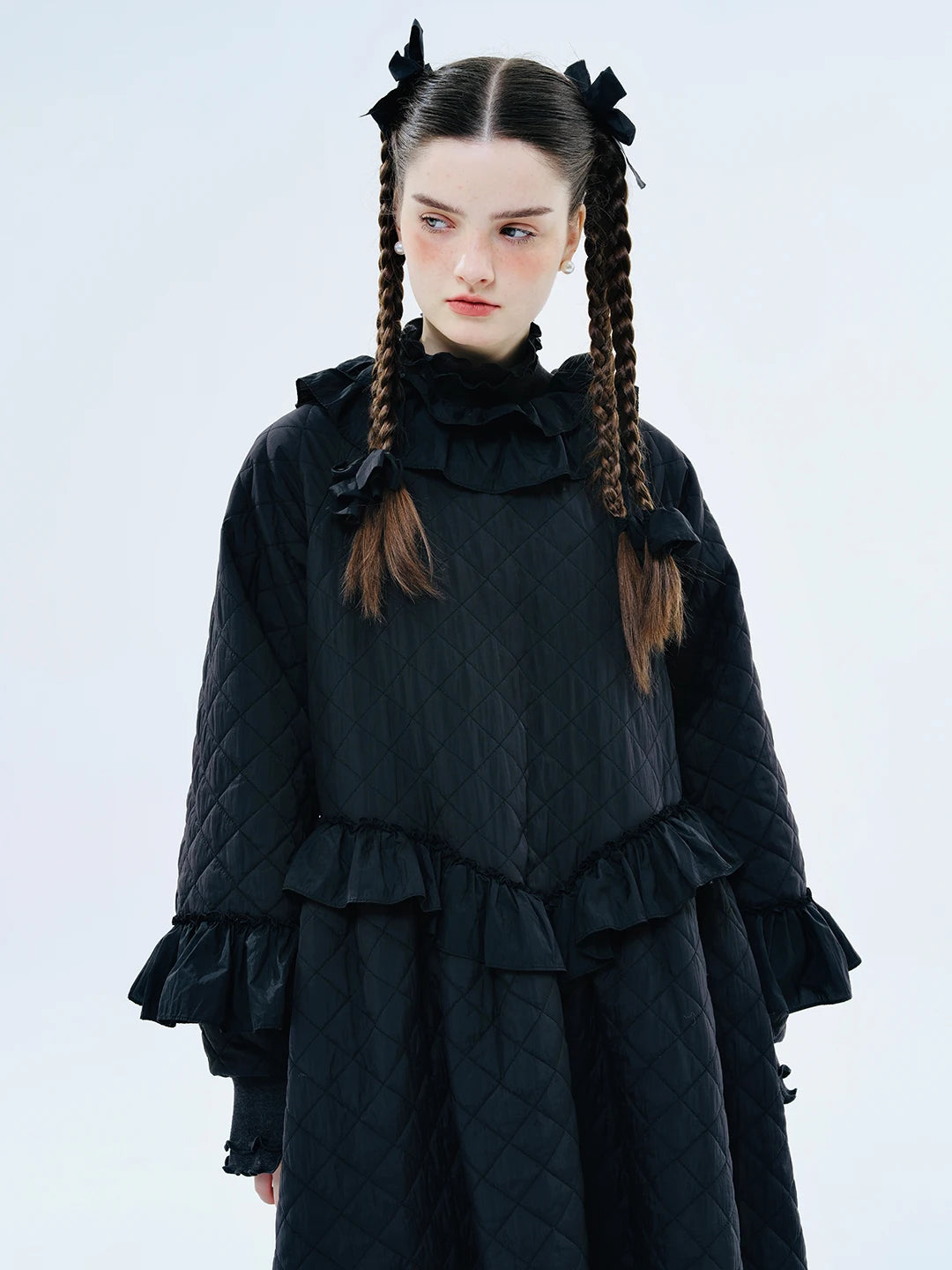 Elise Ruffled Quilted Dress