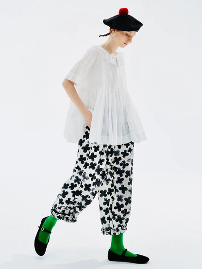 Monochrome Floral Bloom Pants