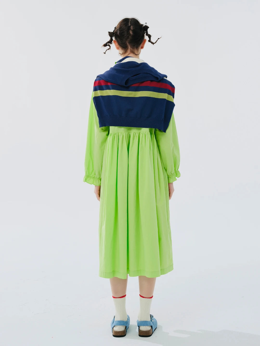 Elodie Lime Button-Down Midi Dress