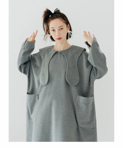 Éloïse Grey Pocket Midi Dress - Contemporary Elegance