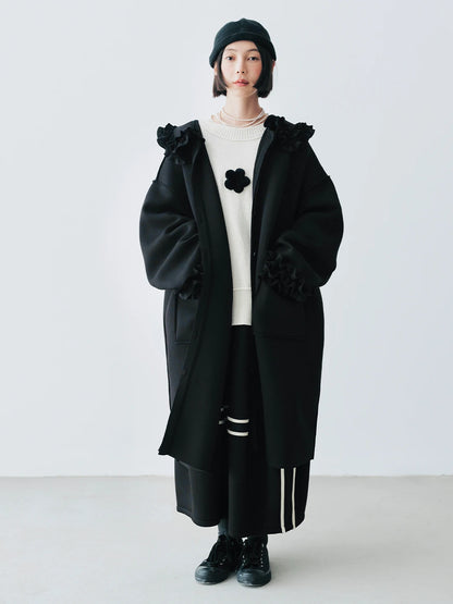 Ruffled Collar Oversized Coat