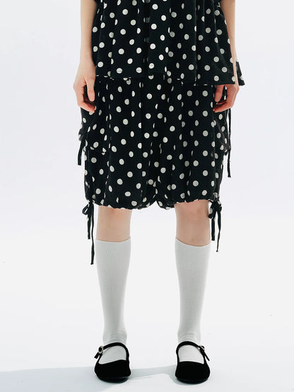 Black Polka Dot Tie Shorts