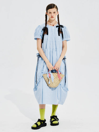 Colette Striped Bow-Tie Dress