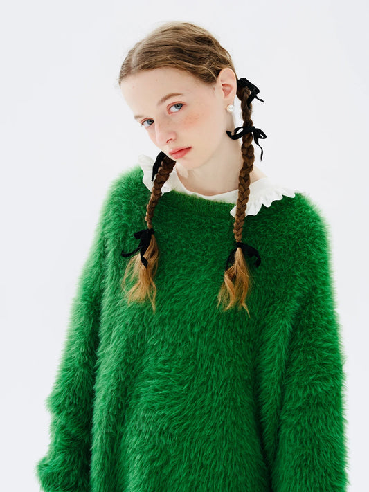 Élise Fuzzy Green Sweater