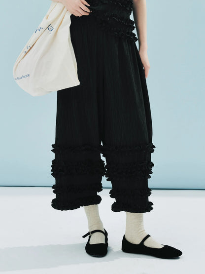 Black Ruffled Lounge Pants