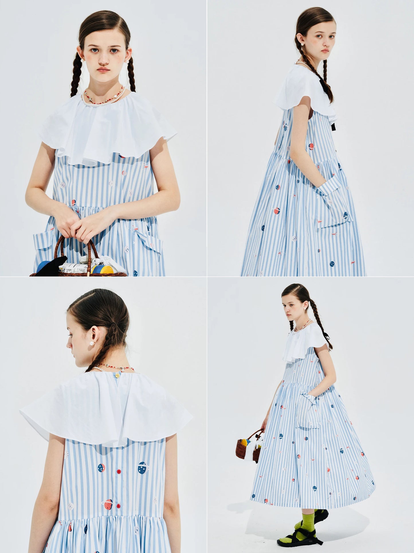 Élise Striped Dress with White Collar