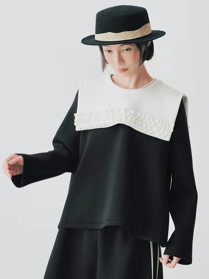 Contrast Panel Long Sleeve Top