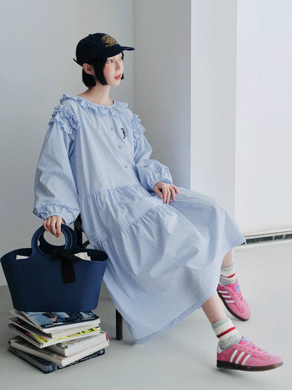 Aurélie Striped Ruffled Dress