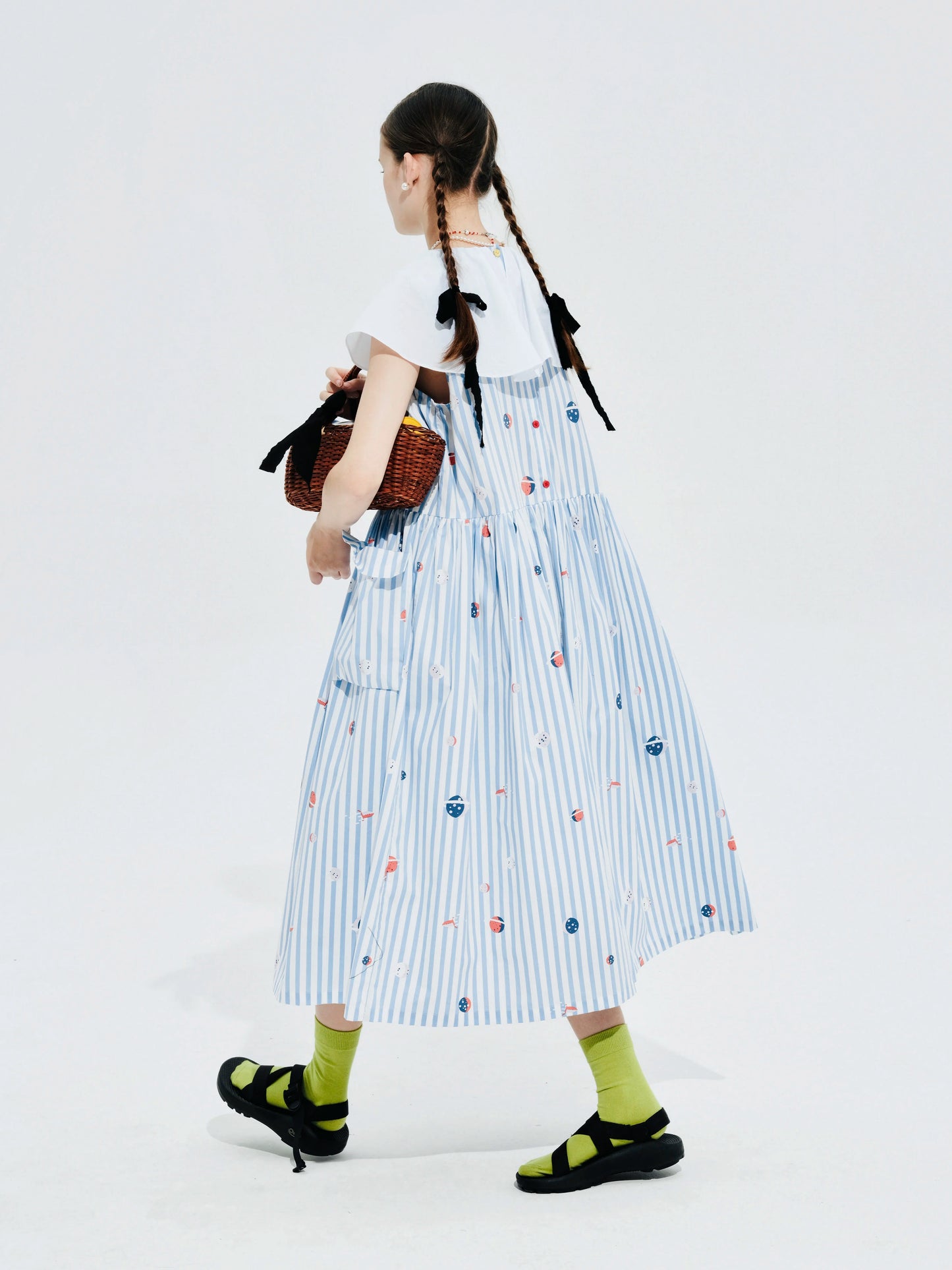 Élise Striped Dress with White Collar