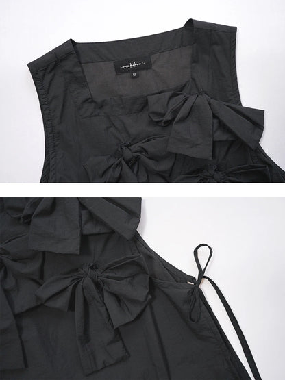 Black Bow-Tie Sleeveless Vest Top