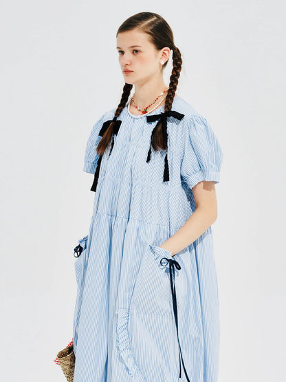 Colette Striped Bow-Tie Dress