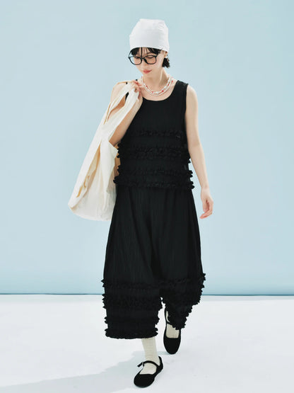 Black Ruffled Lounge Pants