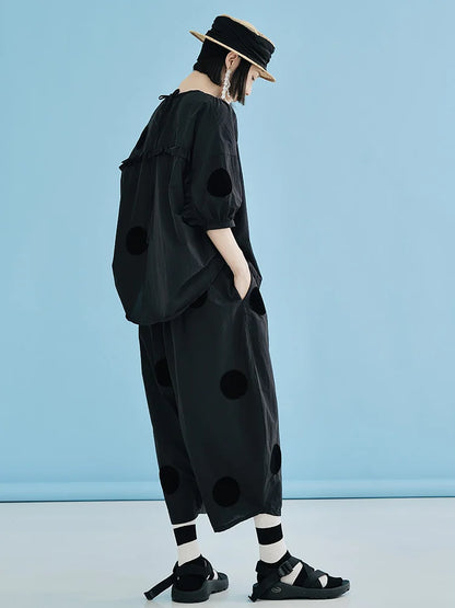 Charcoal Velvet Dot Pants
