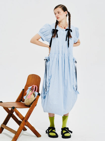 Colette Striped Bow-Tie Dress