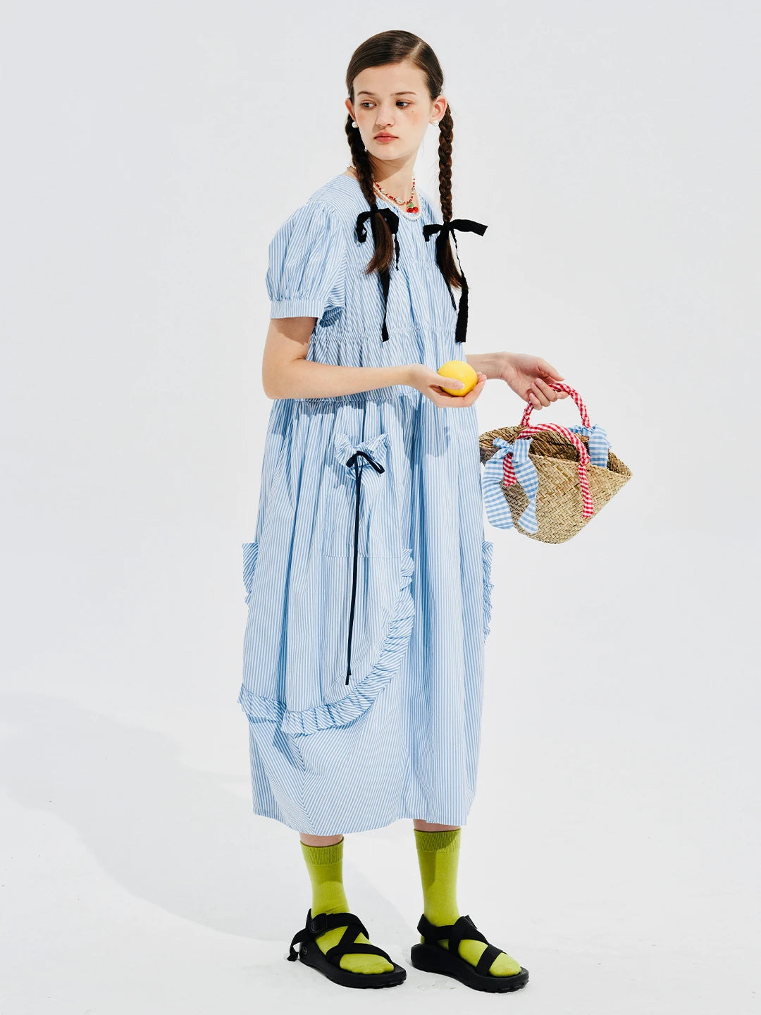 Colette Striped Bow-Tie Dress