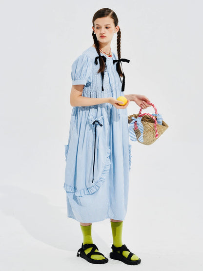 Colette Striped Bow-Tie Dress